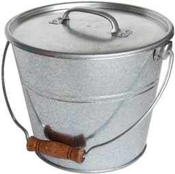 GUILLOUARD Seau avec Couvercle 5 L – Acier Galvanisé Résistant – Multi-Usages : Compost, Cendres, Pellets, Jardin – Anse avec Poignée Bois – Esthétique & Durable – Seau Métal Vintage - 080650