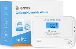 Heiman Détecteur de Monoxyde de Carbone, Certifié en 50291, Détecteur de CO avec Pile Remplaçable de 10 Ans, Écran LCD Digital et Capteur Électrochimique Haute Précision, Bouton de Test/Silence