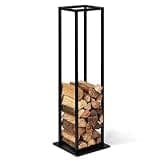 IDMarket - Range bûches Vertical Acier Noir avec étagère H.112 CM pour cheminée