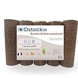 DSTOCK60-5 Bûches de Bois de hêtre compressé – Lot de 5 bûchettes de 28cm (10 kg) – 100% sciure française Non traitée – Longue Combustion 2h30 – Haute Performance énergétique (PCI 4,6 kWh/kg)