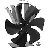 HAWCAFU Ventilateur de poêle à 6 pales sans électricité - Ventilateur de cheminée alimenté par la chaleur avec thermomètre - Fonctionnement silencieux - Compatible avec poêle à bois, cheminée et poêle